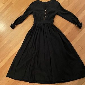 Black Linen Full Length Dress